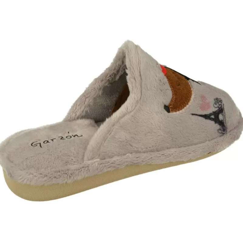 Garzon Chinelas-Zapatilla Chinela De Con Bordado Perrito Salchicha En Pano De Dacha Y Piso Ligero Microporoso Especial Parquet Gris