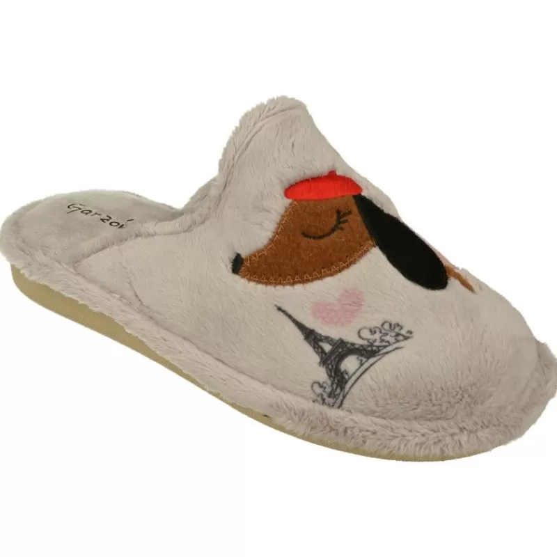 Garzon Chinelas-Zapatilla Chinela De Con Bordado Perrito Salchicha En Pano De Dacha Y Piso Ligero Microporoso Especial Parquet Gris