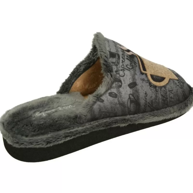 Garzon Chinelas-Zapatilla Chinela De Con Estampado Taza De Te Y Piso Aligerado Microporoso Gris