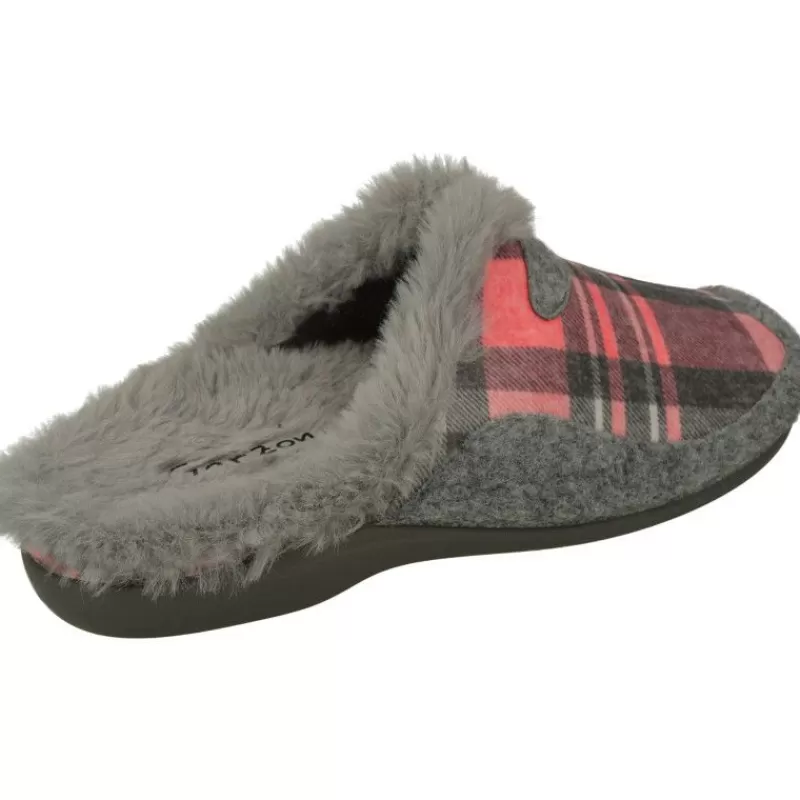 Garzon Chinelas-Zapatilla Chinela De De Pano Cuadros Con Piso De Caucho Y Planta Anatomica De Descanso Extraible
