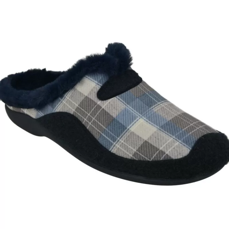 Garzon Chinelas-Zapatilla Chinela De De Pano Cuadros Con Piso De Caucho Y Planta Anatomica De Descanso Extraible