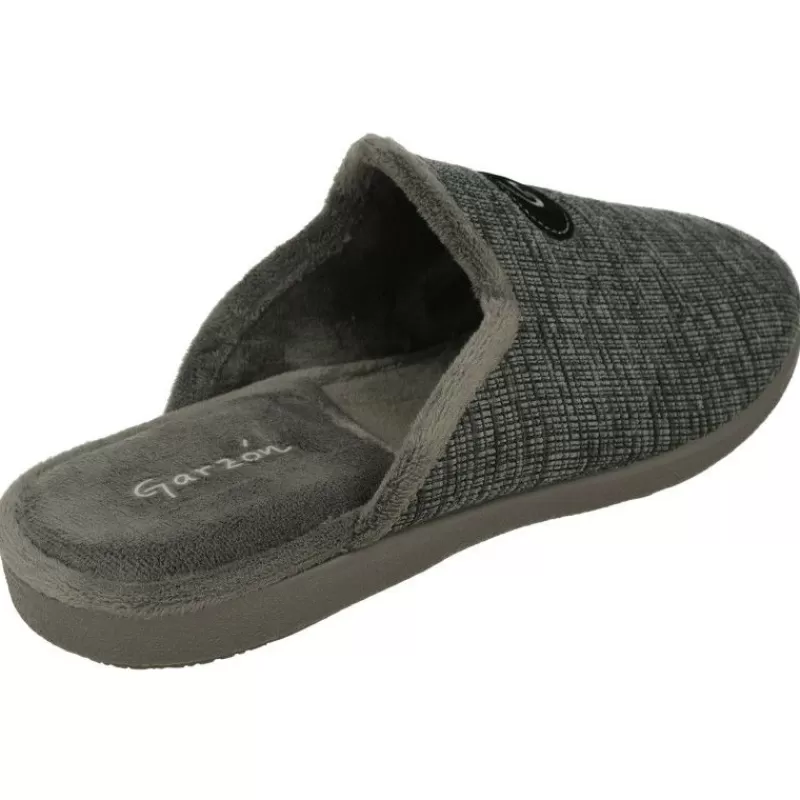 Garzon Chinelas-Zapatilla Chinela De En Pano Aterciopelado Con Piso De Caucho Flexible Y Confortable Gris