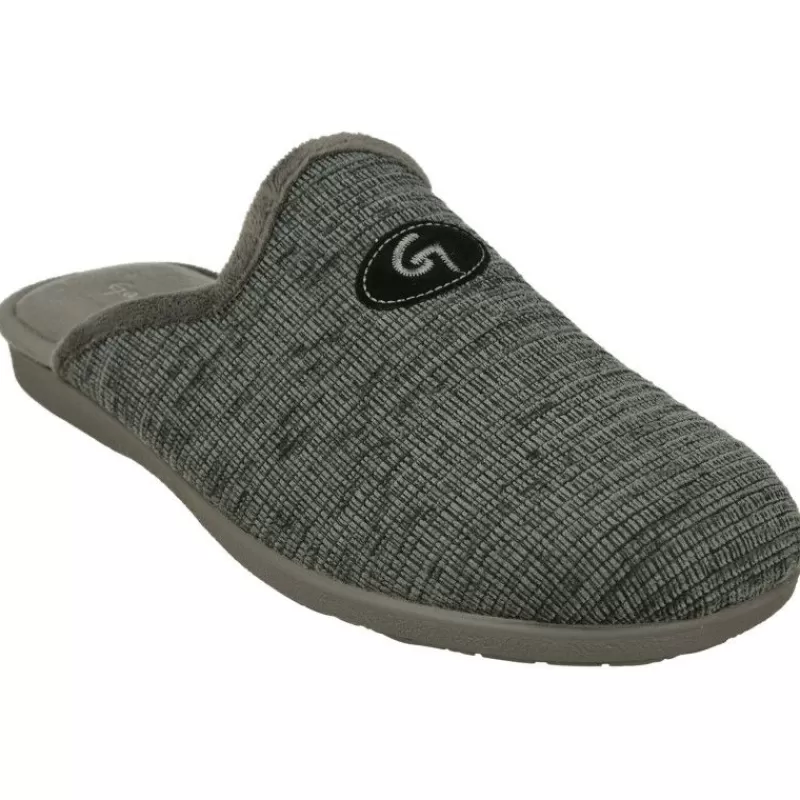 Garzon Chinelas-Zapatilla Chinela De En Pano Aterciopelado Con Piso De Caucho Flexible Y Confortable Gris