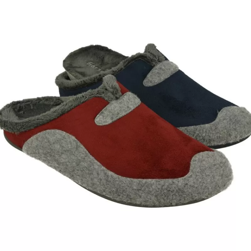 Garzon Chinelas-Zapatilla Chinela De En Pano Combinado Con Piso De Caucho Y Planta De Descanso Extraible