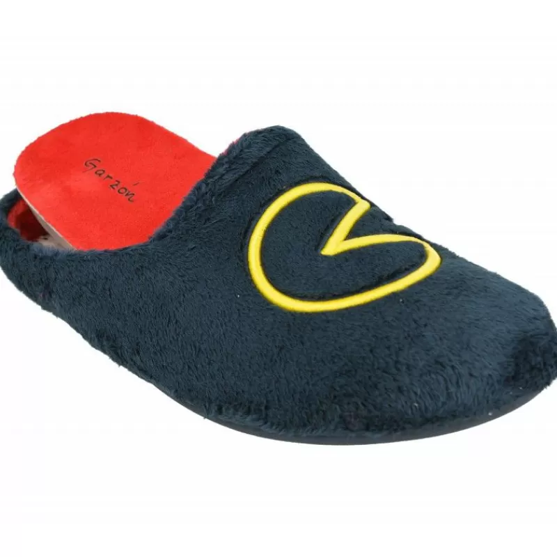 Garzon Chinelas-Zapatilla Chinela De En Pano Dacha Con Estampado Come Cocos, Piso De Caucho Y Planta De Descanso Extraible Marino