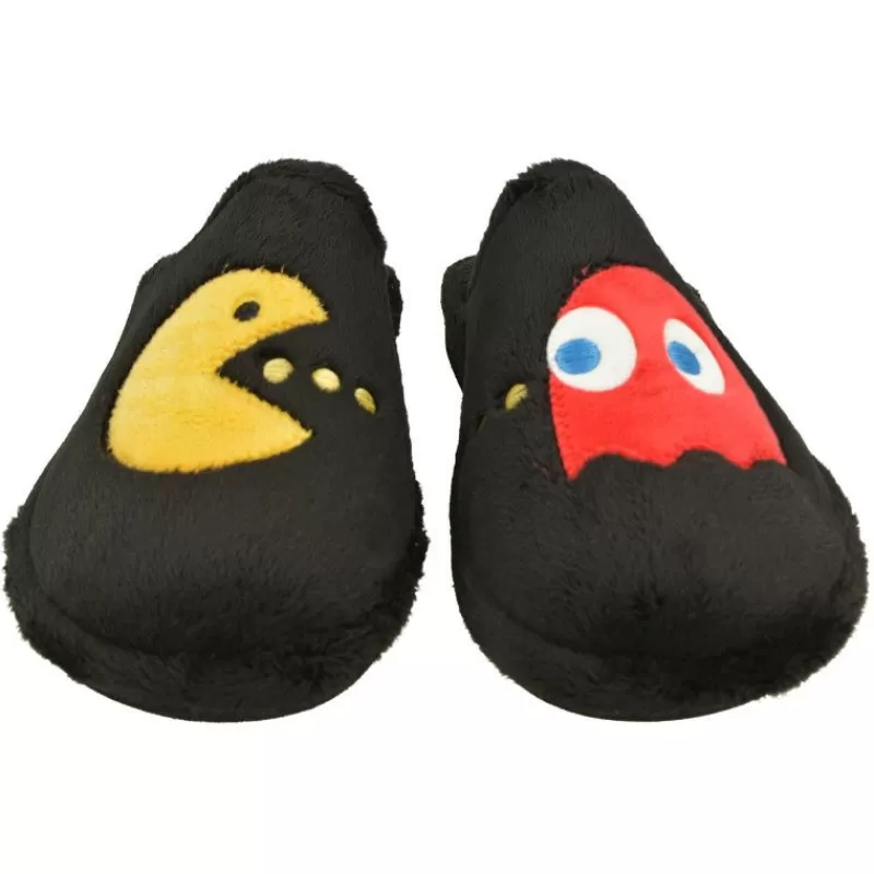 Garzon Chinelas-Zapatilla Chinela De En Pano Dacha Con Estampado Comecocos Y Piso Microporoso Muy Ligero Negro