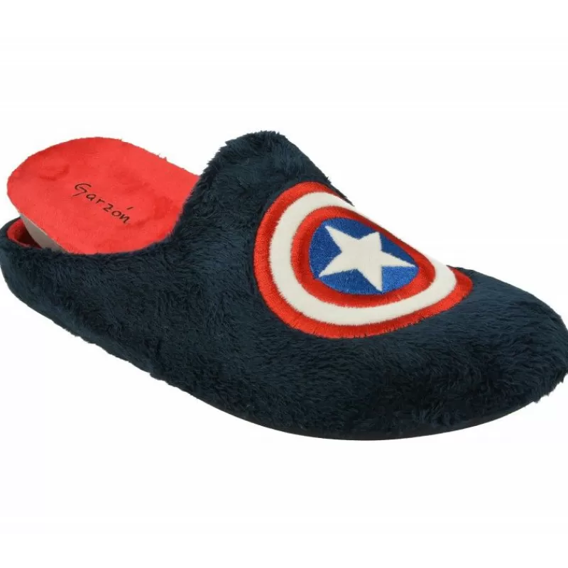 Garzon Chinelas-Zapatilla Chinela De En Pano Dacha Con Logo Capitan Americay Piso De Caucho Con Planta Movible Marino