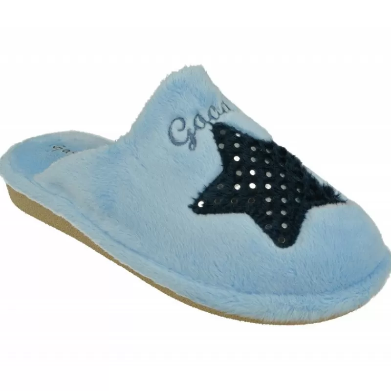 Garzon Chinelas-Zapatilla Chinela De En Pano De Dacha Estampado Luna-Estrella Con Piso Miroporoso Aligerado