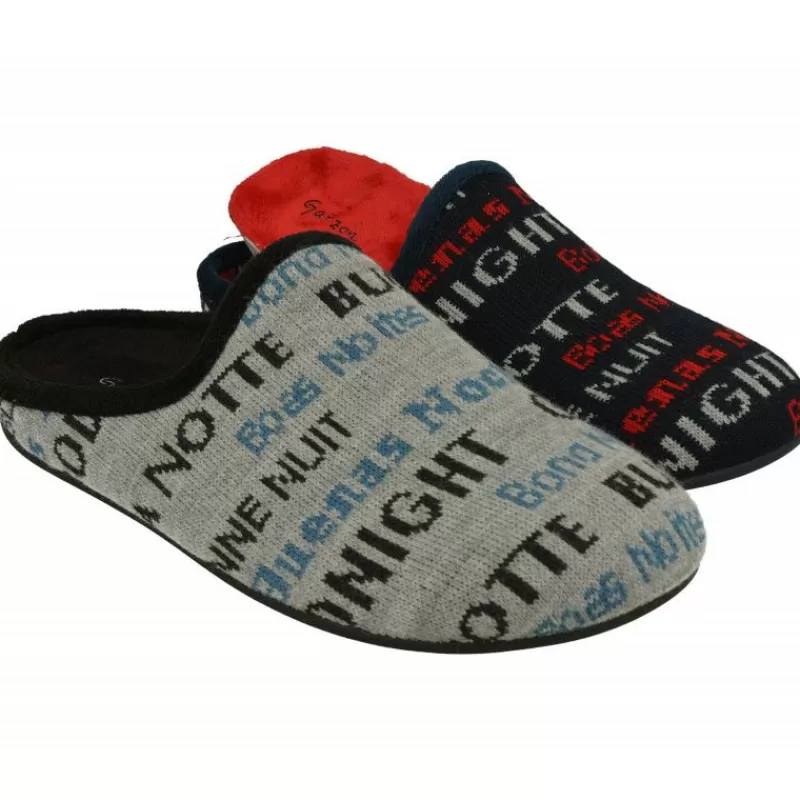 Garzon Chinelas-Zapatilla Chinela De En Pano Estampado Buenas Noches Con Planta Descanso Extraible Y Piso De Caucho