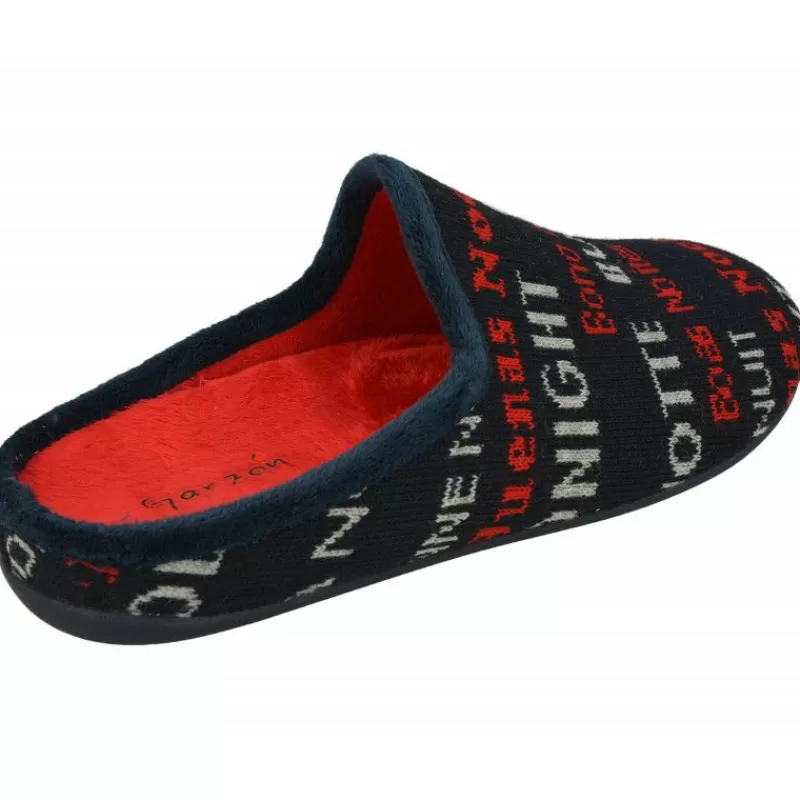 Garzon Chinelas-Zapatilla Chinela De En Pano Estampado Buenas Noches Con Planta Descanso Extraible Y Piso De Caucho