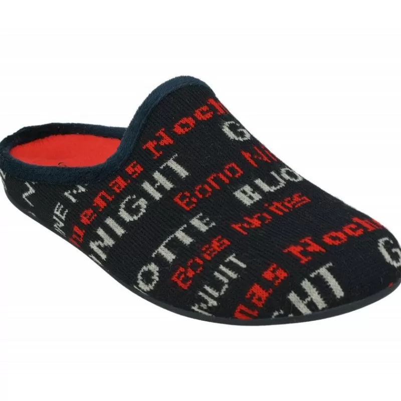 Garzon Chinelas-Zapatilla Chinela De En Pano Estampado Buenas Noches Con Planta Descanso Extraible Y Piso De Caucho