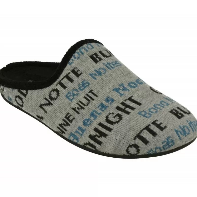 Garzon Chinelas-Zapatilla Chinela De En Pano Estampado Buenas Noches Con Planta Descanso Extraible Y Piso De Caucho