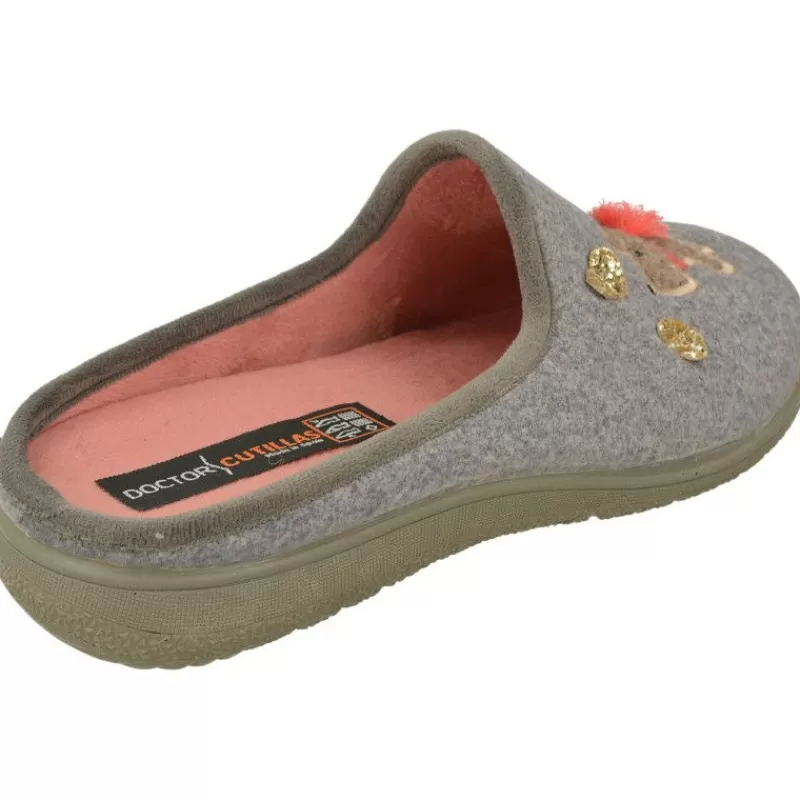 Doctor Cutillas Chinelas-Zapatilla Chinela Del Con Pano Liso Estampado Perrito, Planta Anatomica De Descanso Extraible Y Piso De Caucho