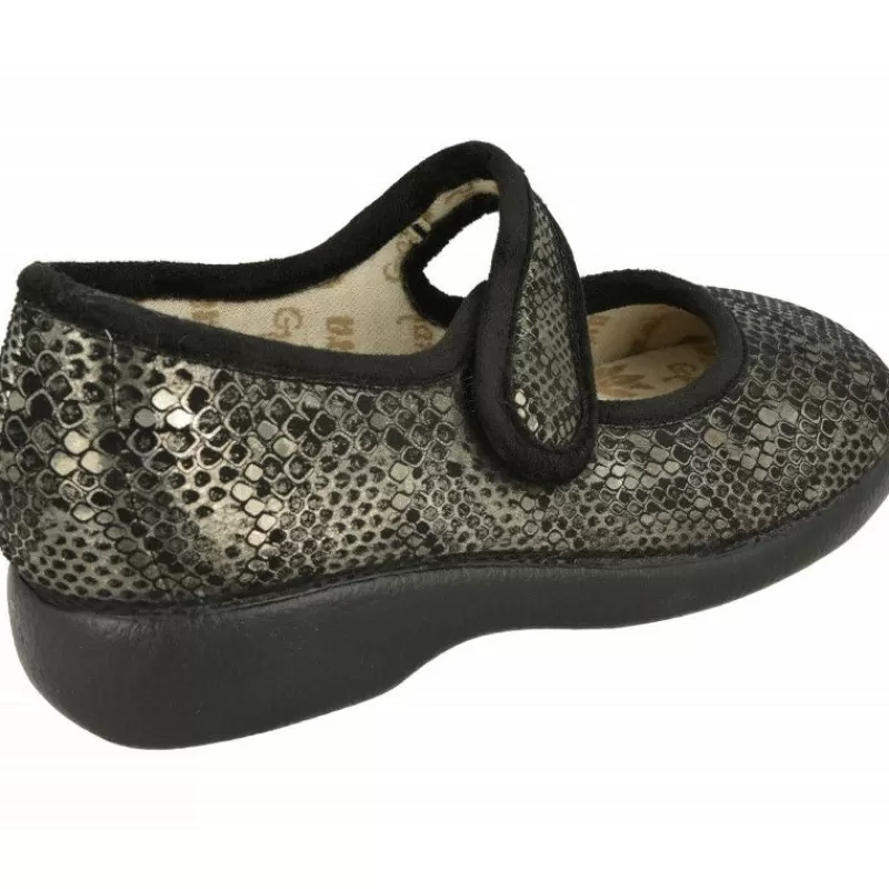 Garzon Zapatillas De Lona-Zapatilla Pulsera De En Pano Estamapado Metal Con Planta De Descanso Y Forro Antialergico Con Piso De Caucho Negro