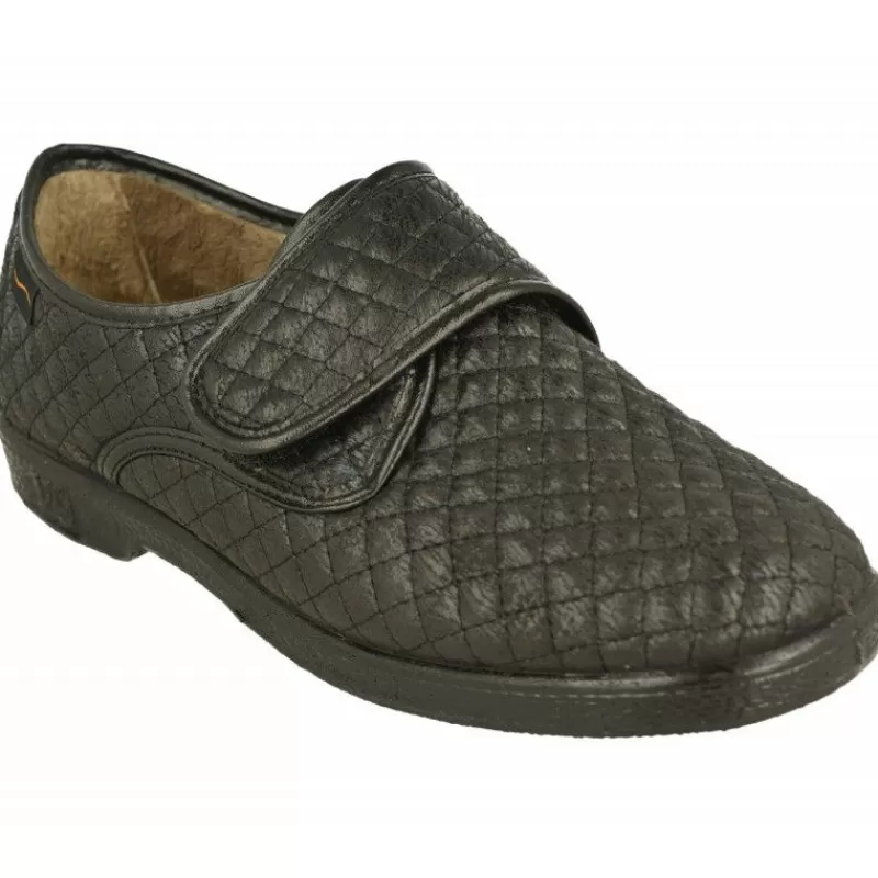 Doctor Cutillas Zapatillas De Lona-Zapatilla Velcro Del En Pano Pespunteado Y Piso Esponjoso De Gran Confort Negro
