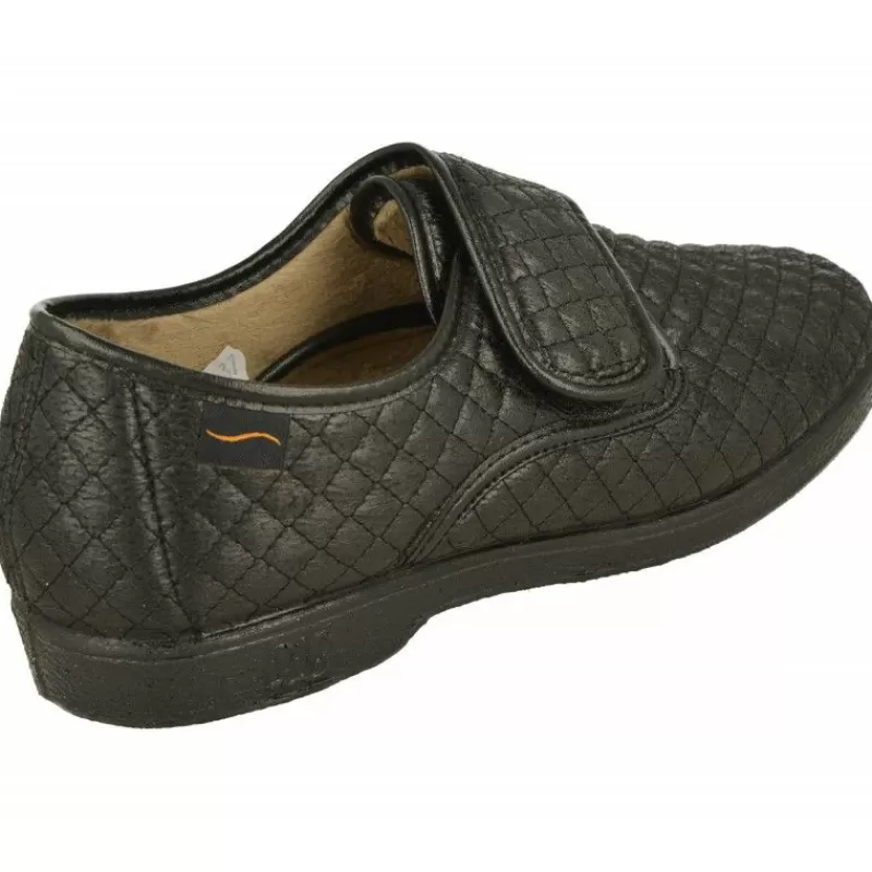 Doctor Cutillas Zapatillas De Lona-Zapatilla Velcro Del En Pano Pespunteado Y Piso Esponjoso De Gran Confort Negro